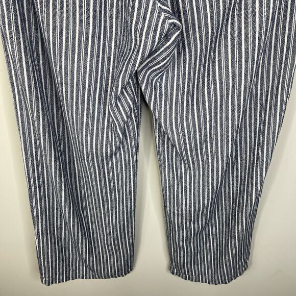 Old Navy Women's Wide Leg Linen Blend Blue Stripe Pants Size L Preppy Minimalist - Picture 8 of 10